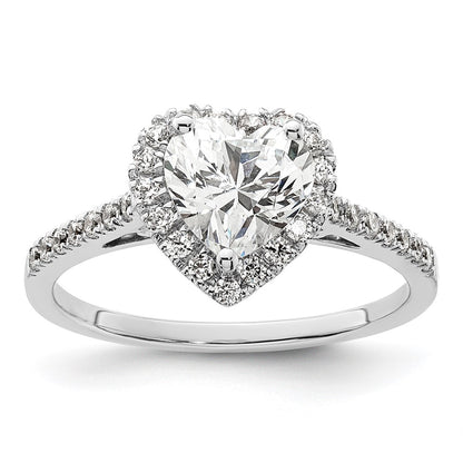 1/3 Ct. Natural Heart Shape Diamond Semi-mount Engagement Ring in 14K White Gold