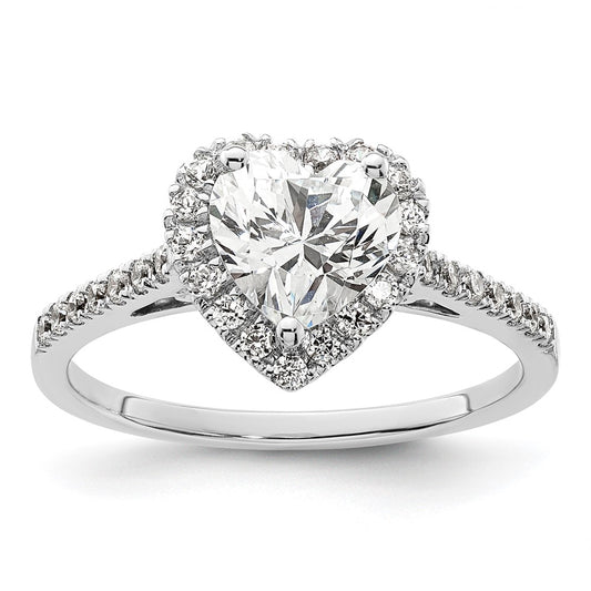 1/3 Ct. Natural Heart Shape Diamond Semi-mount Engagement Ring in 14K White Gold