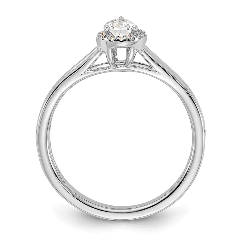 14kw Pear Halo Simulated Diamond Split Shank Engagement Ring