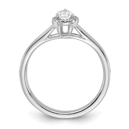14kw Pear Halo Simulated Diamond Split Shank Engagement Ring