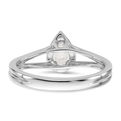 14kw Pear Halo Simulated Diamond Split Shank Engagement Ring