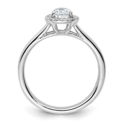 14kw Pear Halo Simulated Diamond Split Shank Engagement Ring