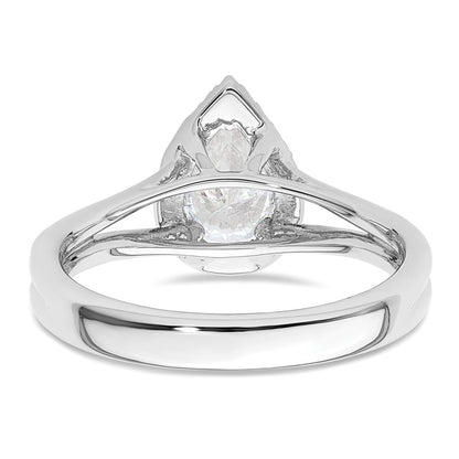 14kw Pear Halo Simulated Diamond Split Shank Engagement Ring