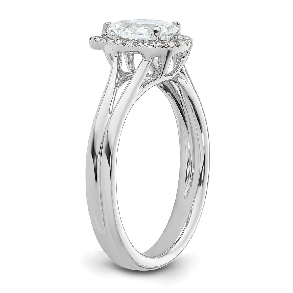 14kw Pear Halo Simulated Diamond Split Shank Engagement Ring