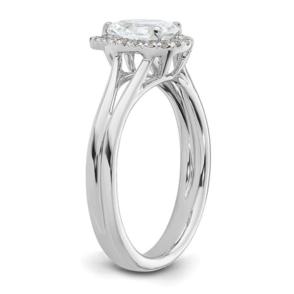 14kw Pear Halo Simulated Diamond Split Shank Engagement Ring