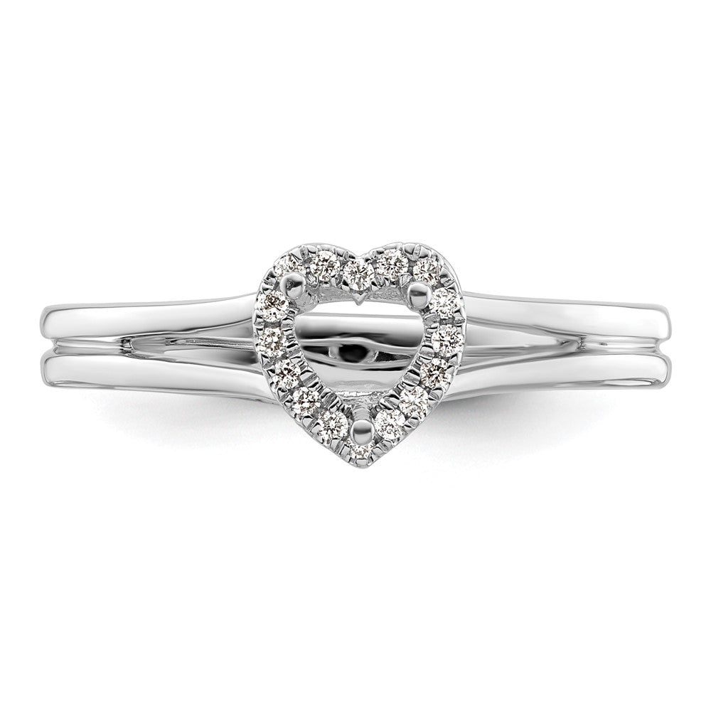 0.25ct. CZ Solid Real 14K White Gold Heart Halo Split Shank Engagement Ring