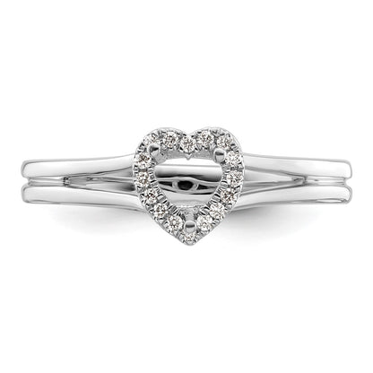 0.25ct. CZ Solid Real 14K White Gold Heart Halo Split Shank Engagement Ring