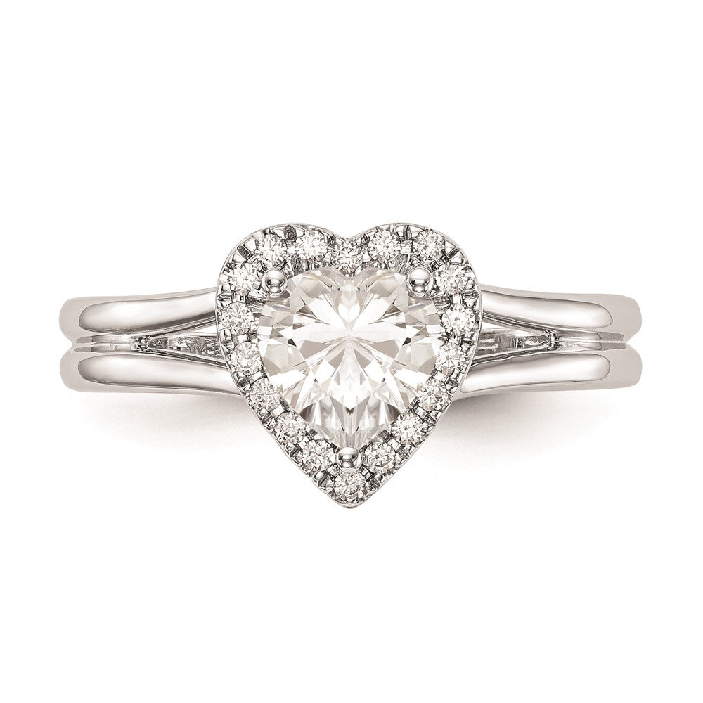 0.75ct. CZ Solid Real 14K White Gold Heart Halo Split Shank Engagement Ring