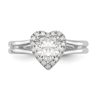 1.00ct. CZ Solid Real 14K White Gold Heart Halo Split Shank Engagement Ring