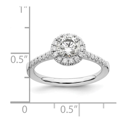 14k White Gold 3/4 Ct. Lab Grown Diamond VS/SI+ G+ Round Halo Engagement Ring