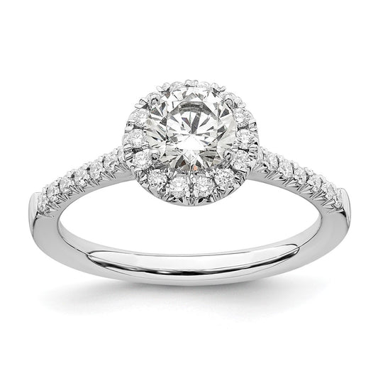 14K White Gold True Origin 1/4 Carat Lab Grown Diamond Vs D E F Semi Mount Round Halo Engagement Ring