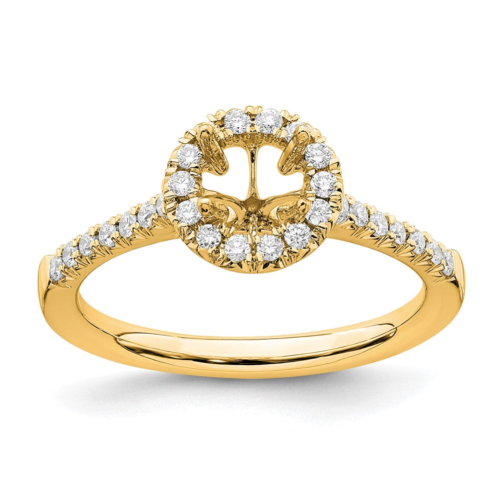 14k Yellow Gold 3/4 Ct. Lab Grown Diamond VS/SI+ G+ Round Halo Engagement Ring
