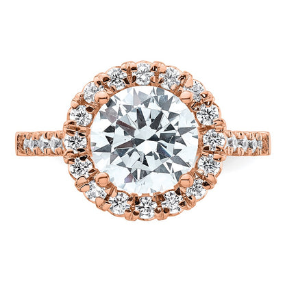 14k Rose Gold White 5/8 Ct. Lab Grown Diamond VS/SI+ G+ 3 Ct. Center Round Semi Mount Engagement Ring