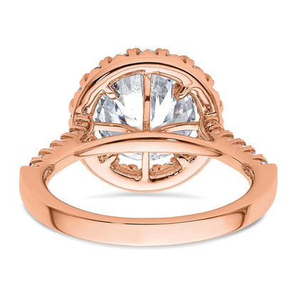 14k Rose Gold White 5/8 Ct. Lab Grown Diamond VS/SI+ G+ 3 Ct. Center Round Semi Mount Engagement Ring