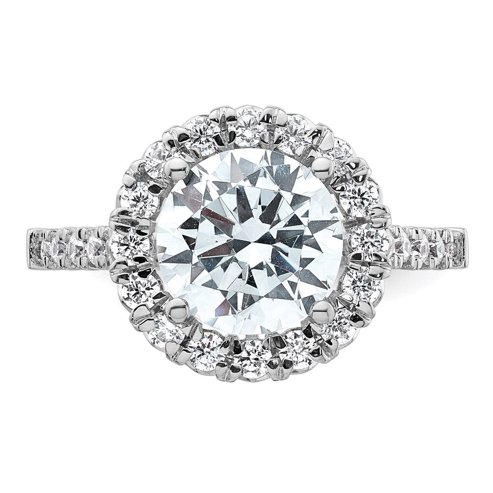 14K White Gold Lab Grown Diamond VS/SI+ G+ Halo Engagement Semi-mount Ring