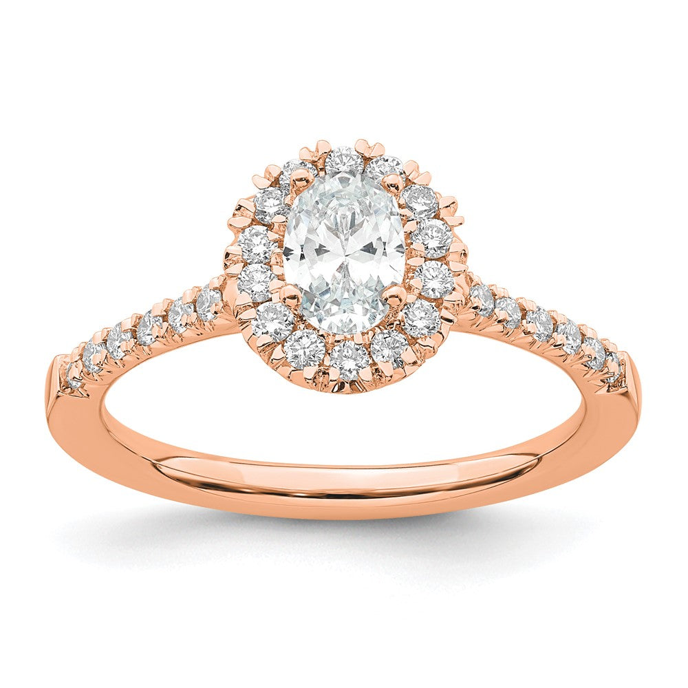 14k Rose Gold 7/8 Ct. Lab Grown Diamond VS/SI+ G+ Oval Halo Engagement Ring