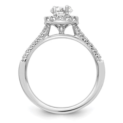 14k White Gold 1/3 Ct. Lab Grown Diamond VS/SI+ G+ 1/2 Ct. Center Oval Semi Mount Halo Engagement Ring
