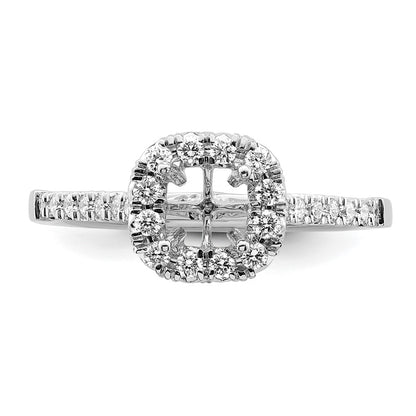 14K White Gold True Origin 3/8 Carat Lab Grown Diamond Vs D E F Semi Mount Cushion Halo Engagement Ring