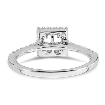 14K White Gold True Origin 1/3 Carat Lab Grown Diamond Vs D E F Semi Mount Princess Halo Engagement Ring