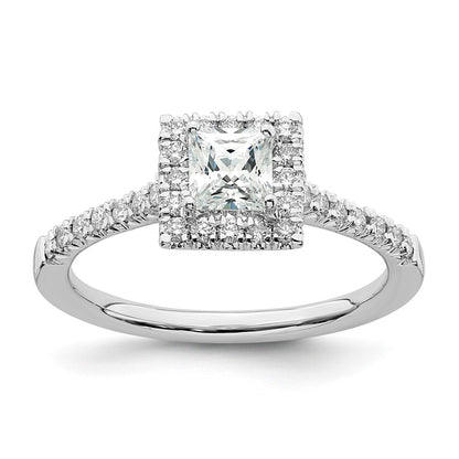 14K White Gold True Origin 1/3 Carat Lab Grown Diamond Vs D E F Semi Mount Princess Halo Engagement Ring
