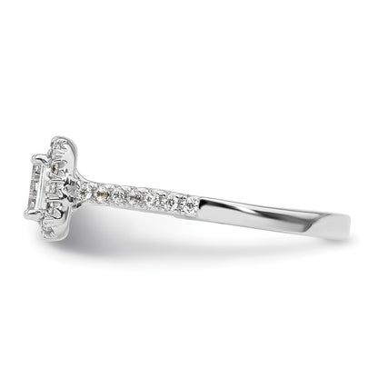 14K White Gold Halo (Holds 1/3 Carat (4.8X3.45mm) Emerald Cut Center) 1/4 Diamond Semi Mount Engagement Ring