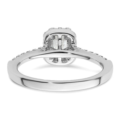 14K White Gold Halo (Holds 1/3 Carat (4.8X3.45mm) Emerald Cut Center) 1/4 Diamond Semi Mount Engagement Ring