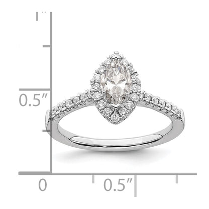 14kw Marquise Halo Simulated Diamond Engagement Ring