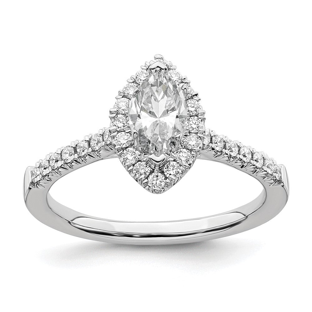 14kw Marquise Halo Simulated Diamond Engagement Ring
