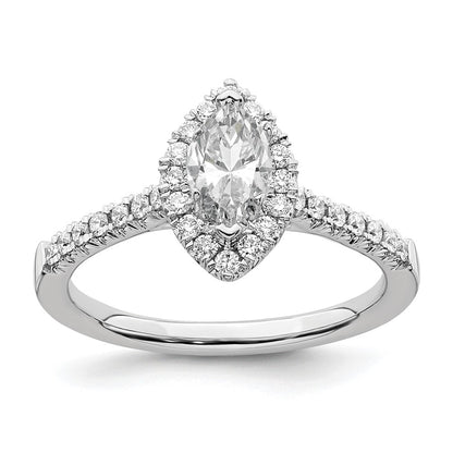 14kw Marquise Halo Simulated Diamond Engagement Ring