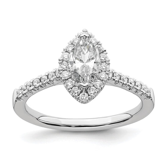 14kw Marquise Halo Simulated Diamond Engagement Ring