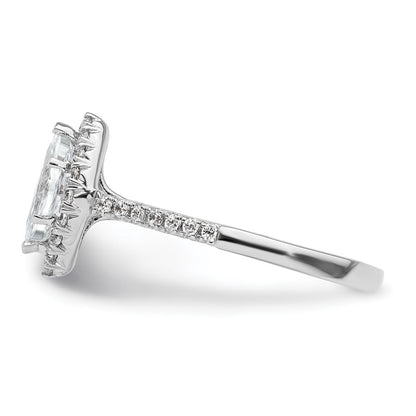 0.75ct. CZ Solid Real 14K White Gold Marquise Halo Engagement Ring