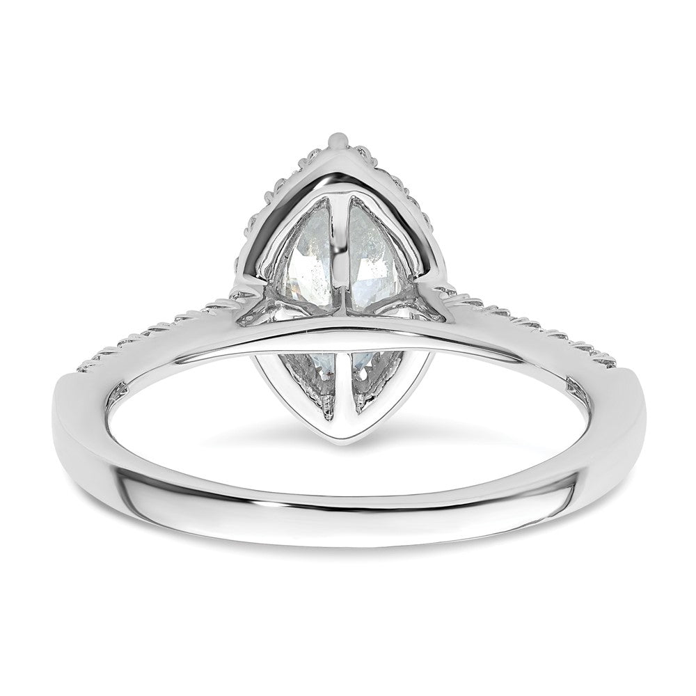 0.75ct. CZ Solid Real 14K White Gold Marquise Halo Engagement Ring