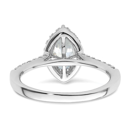 0.75ct. CZ Solid Real 14K White Gold Marquise Halo Engagement Ring