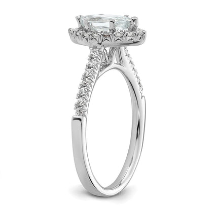 0.75ct. CZ Solid Real 14K White Gold Marquise Halo Engagement Ring