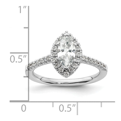 0.75ct. CZ Solid Real 14K White Gold Marquise Halo Engagement Ring