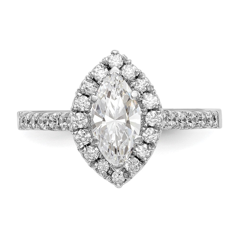 1.00ct. CZ Solid Real 14K White Gold Marquise Halo Engagement Ring