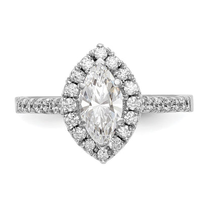 1.00ct. CZ Solid Real 14K White Gold Marquise Halo Engagement Ring