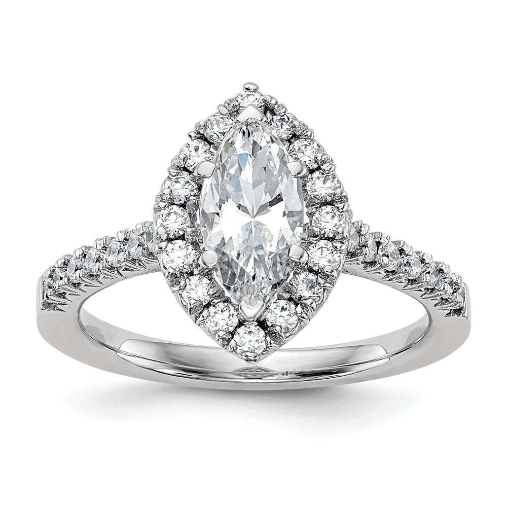 1.00ct. CZ Solid Real 14K White Gold Marquise Halo Engagement Ring
