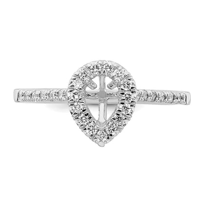 14K White Gold True Origin 1/3 Carat Lab Grown Diamond Vs D E F Semi Mount Pear Halo Engagement Ring