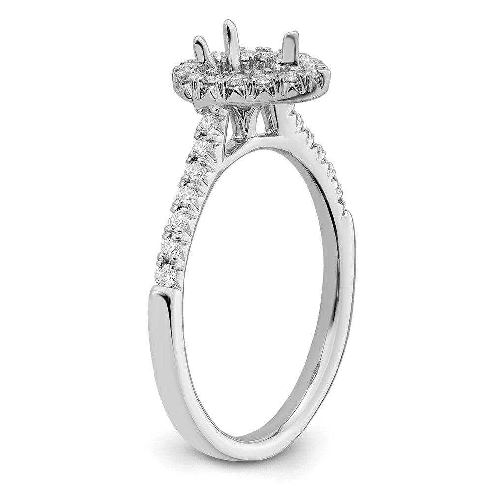14K White Gold True Origin 1/3 Carat Lab Grown Diamond Vs D E F Semi Mount Pear Halo Engagement Ring