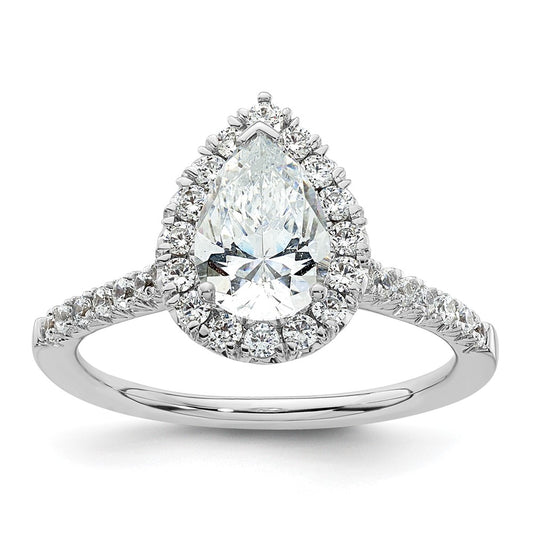 14kw Pear Halo Simulated Diamond Engagement Ring