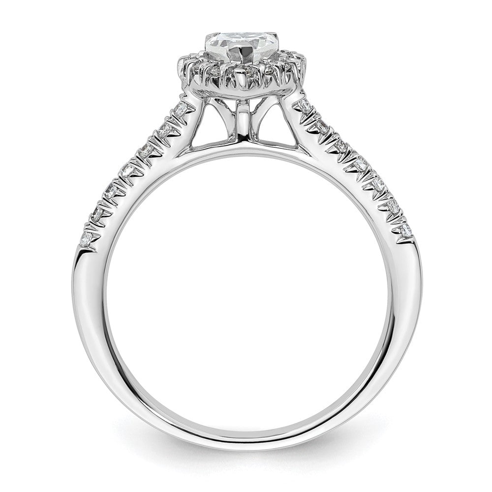 0.25ct. CZ Solid Real 14K White Gold Heart Halo Engagement Ring