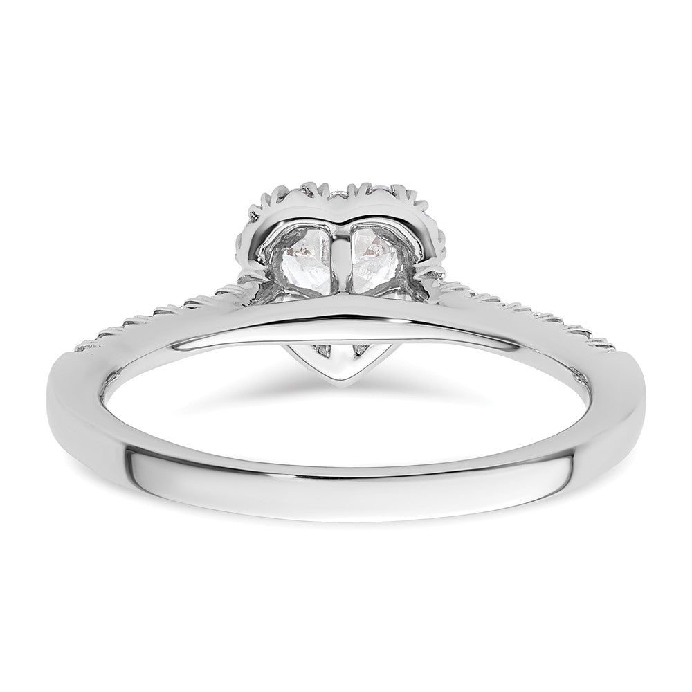 0.25ct. CZ Solid Real 14K White Gold Heart Halo Engagement Ring