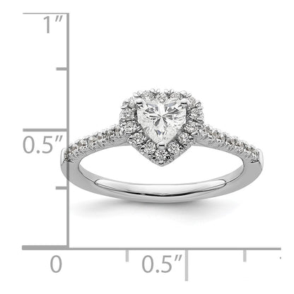 0.50ct. CZ Solid Real 14K White Gold Heart Halo Engagement Ring