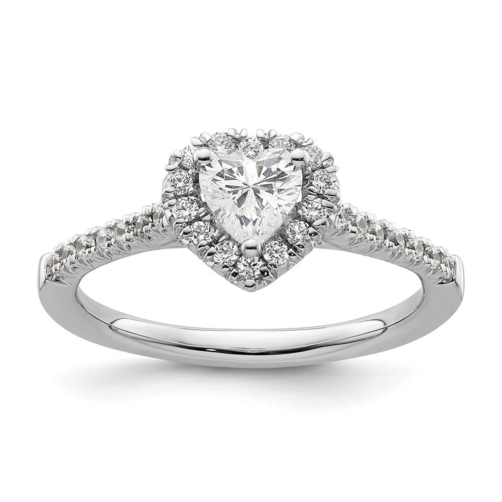0.50ct. CZ Solid Real 14K White Gold Heart Halo Engagement Ring
