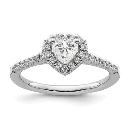 0.50ct. CZ Solid Real 14K White Gold Heart Halo Engagement Ring