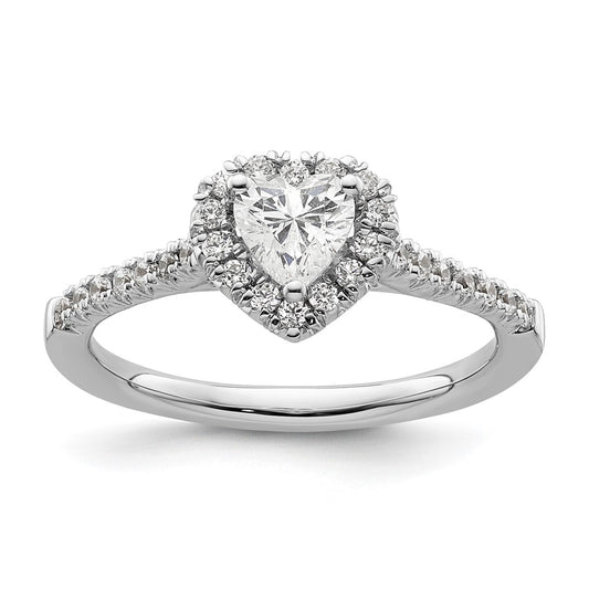 0.50ct. CZ Solid Real 14K White Gold Heart Halo Engagement Ring