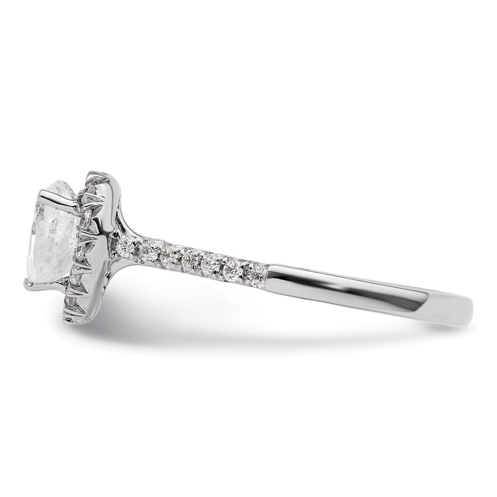 0.75ct. CZ Solid Real 14K White Gold Heart Halo Engagement Ring