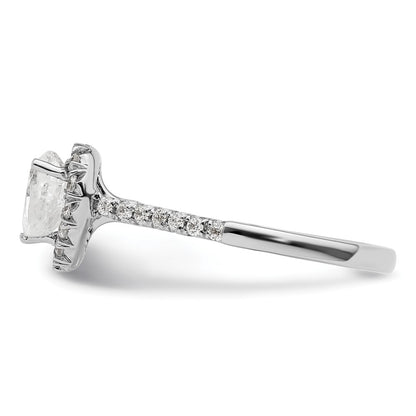 0.75ct. CZ Solid Real 14K White Gold Heart Halo Engagement Ring
