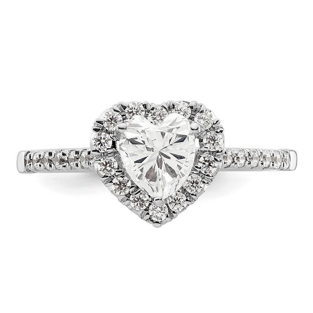 0.75ct. CZ Solid Real 14K White Gold Heart Halo Engagement Ring